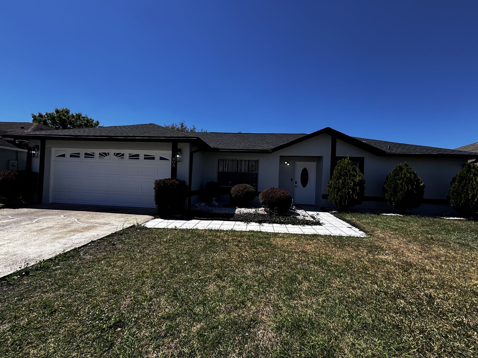 White stucco home exterior